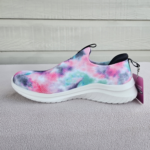 Skechers Ultra Flex 2.0 Cloudy Cool Slip-On Sneakers Youth SZ 4 Pink Tie Dye - Picture 3 of 11